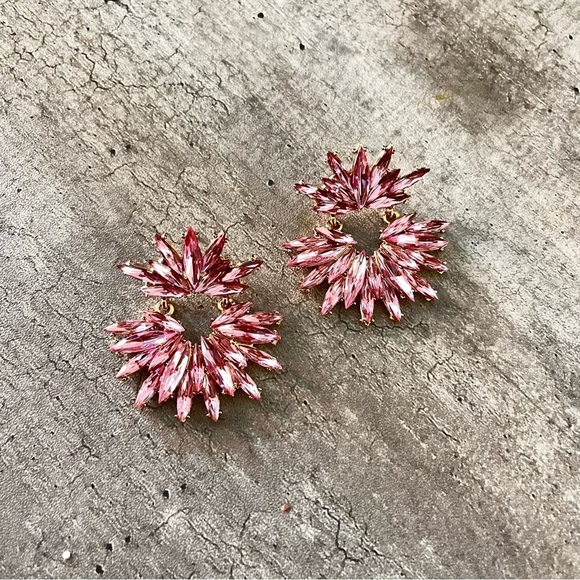 J.crew Jewelry - j.crew statement blush Pink crystal oversized earrings